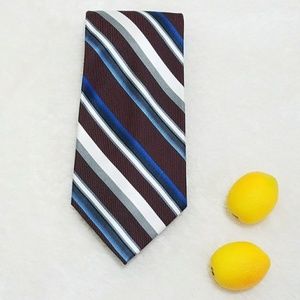Martin Wong Burgandy & Blue Hand Made Silk Tie B15